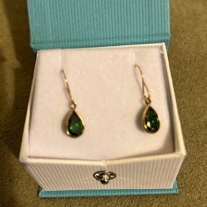 New 10 kt Gold Bezel Set Swarovski Dangle Earrings